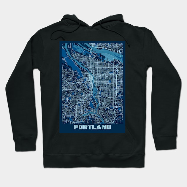 Portland - United States Peace City Map Hoodie by tienstencil